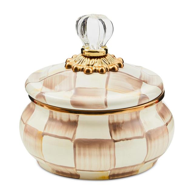 Mackenzie-Childs Mocha Check Squashed Pot