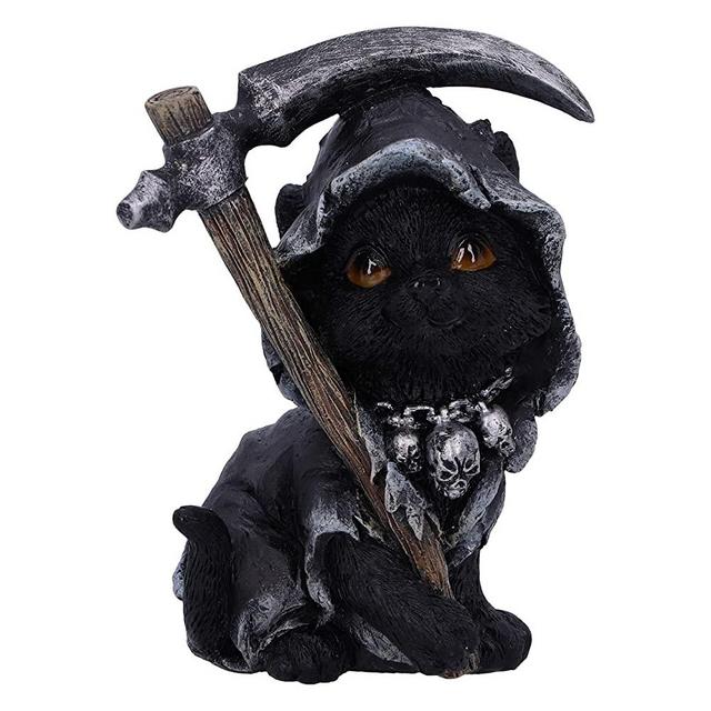 Nemesis Now Amara Grim Reaper Fline Cat Figurine, Black, 10.2cm