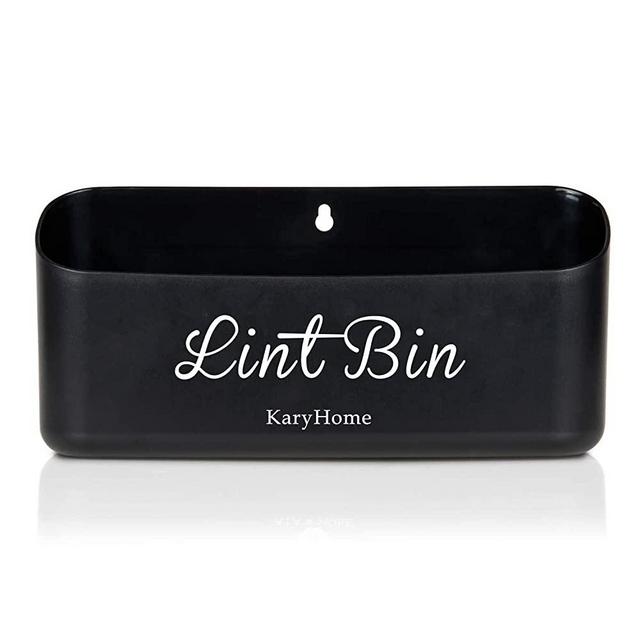 KaryHome Laundry Lint Bin,Waste Bin with Magnetic Strip for Dryer Washer,Laundry Decor for Laundry Room ,Black
