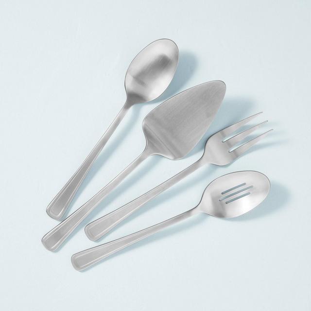 4pc Satin Finish Serve Utensil Silverware Set - Hearth & Hand™ with Magnolia