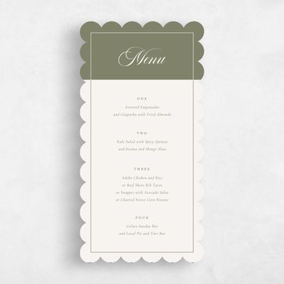 Green Scalloped Wedding Menu - Knowlton