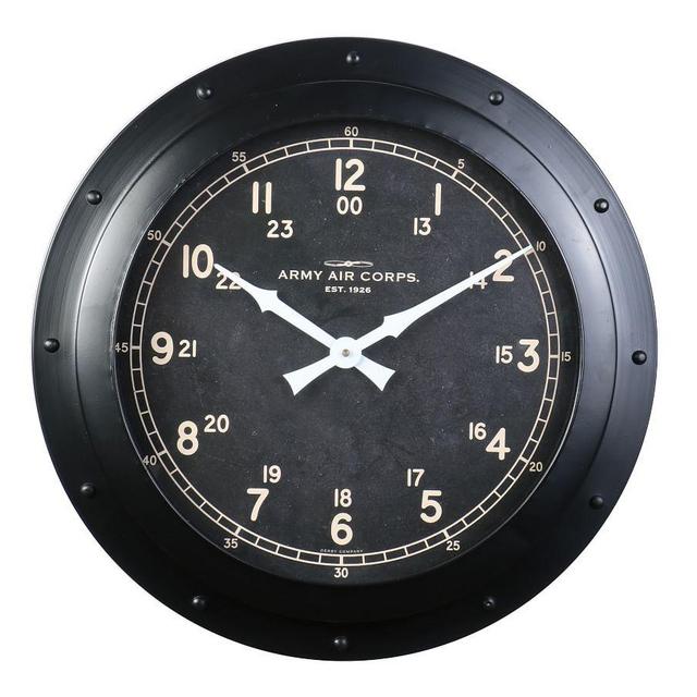 Army Air Corps Wall Clock, Black