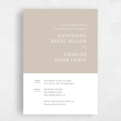 Tan, Brown Wedding Invitation - Stevens Edge