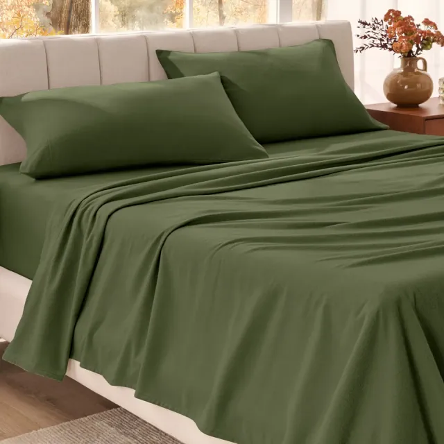 Cypress Organic Flannel King Sheet Set by Bare Home
