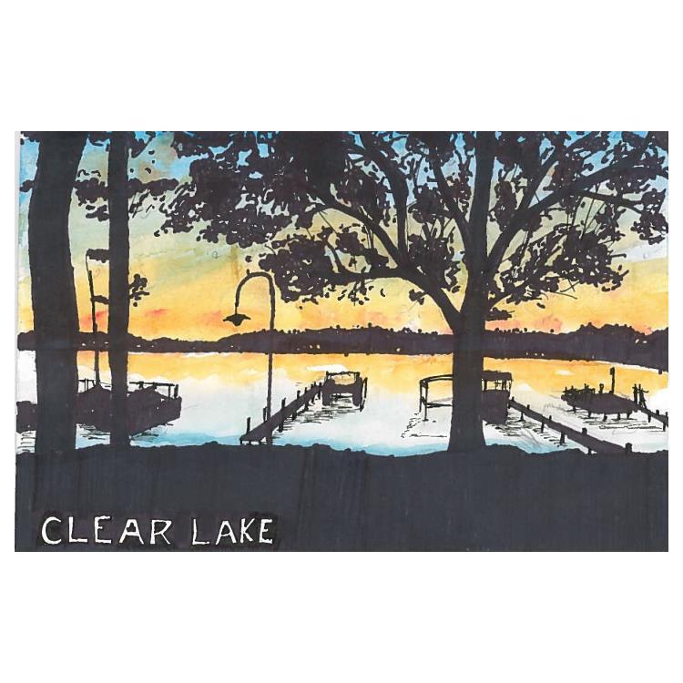Clear Lake, IN
On September, 20th 2019 Allie said yes to Trey's proposal at the end of the dock, during a beautiful sunset on the last night of summer.

(painting by Trey)