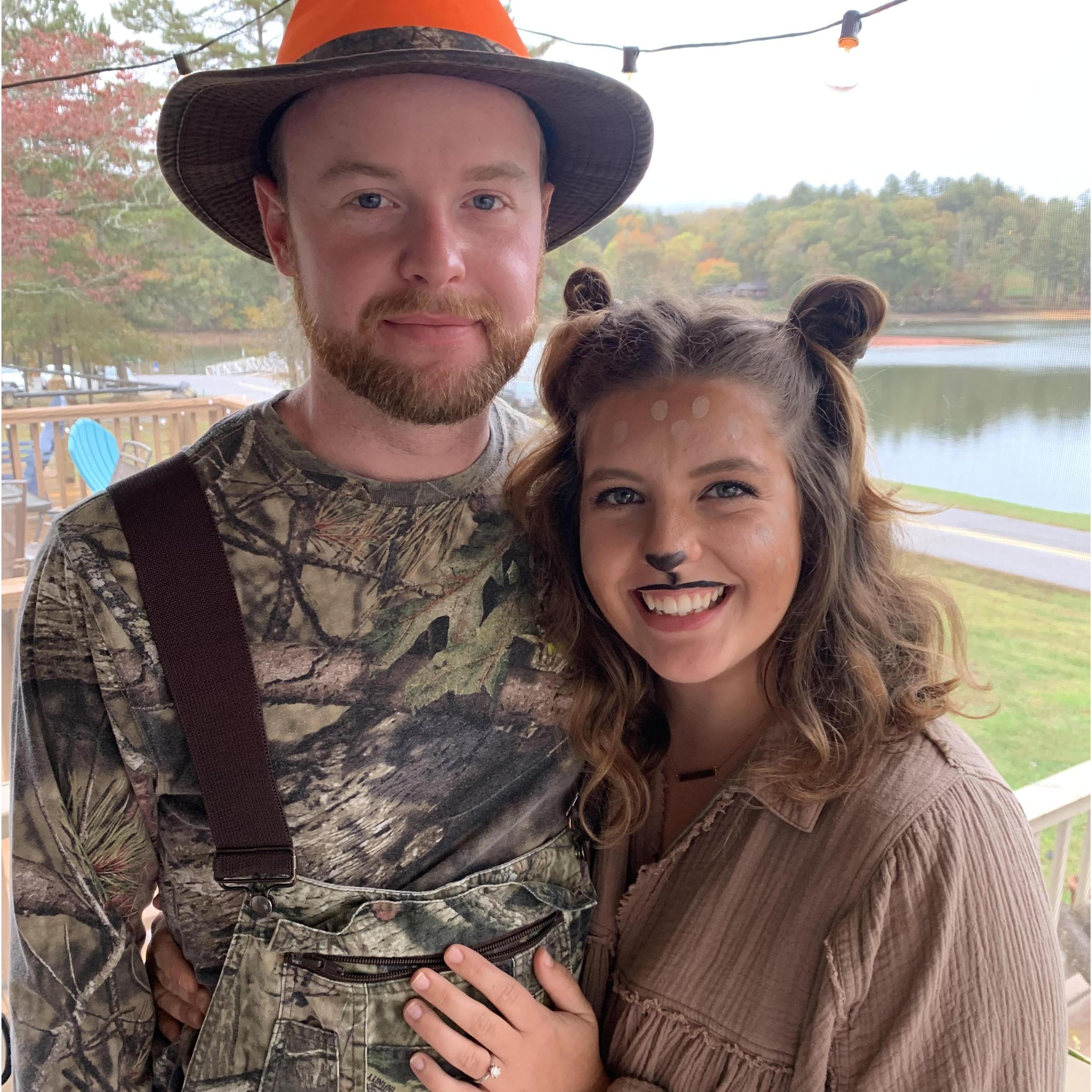 Halloween costumes! A deer and hunter