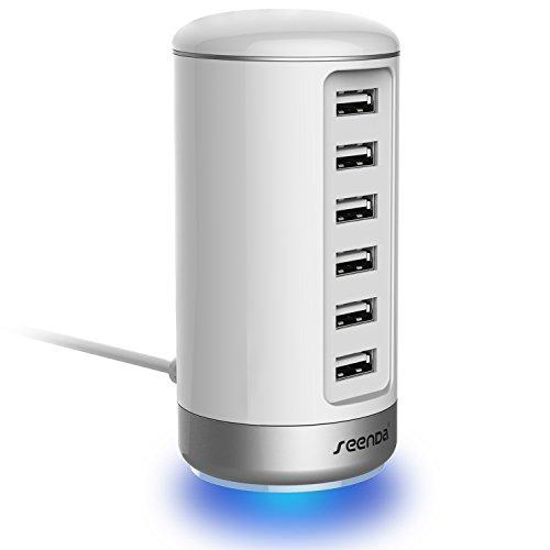USB Wall Charger, Seenda USB Phone Charger - 6-Port Multi USB Charger with Smart Identification - White