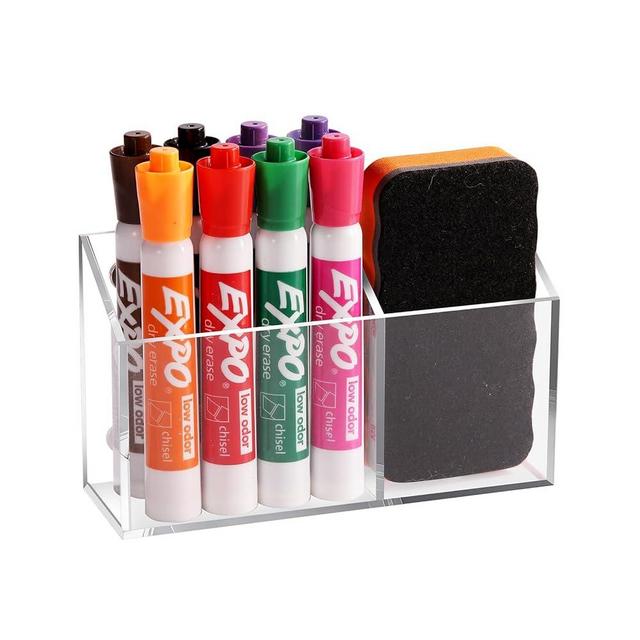 Magnetic Pen Holder Classroom Organization Acrylic Marker Holder for Whiteboard Refrigerator Locker Accessories Pencil Dry Erase Marker Basket
