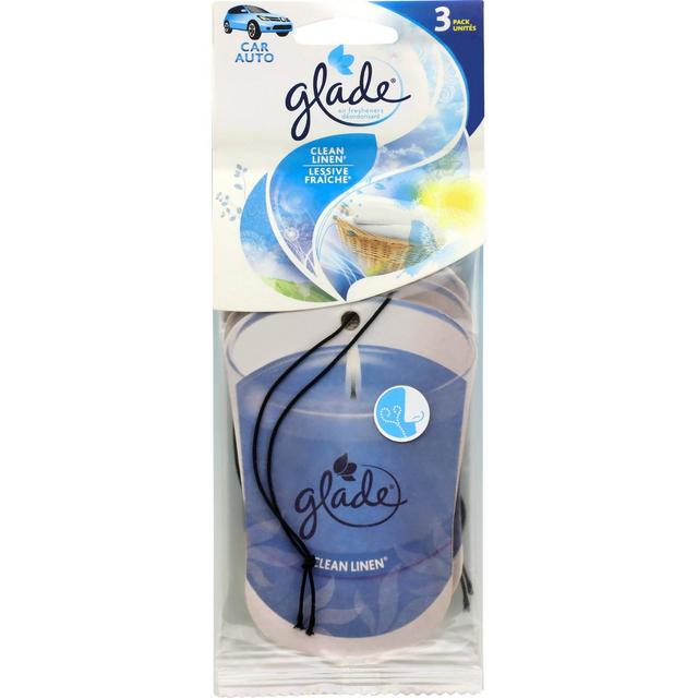 Glade 3pk Car Hanging Paper Clean Linen Air Freshener