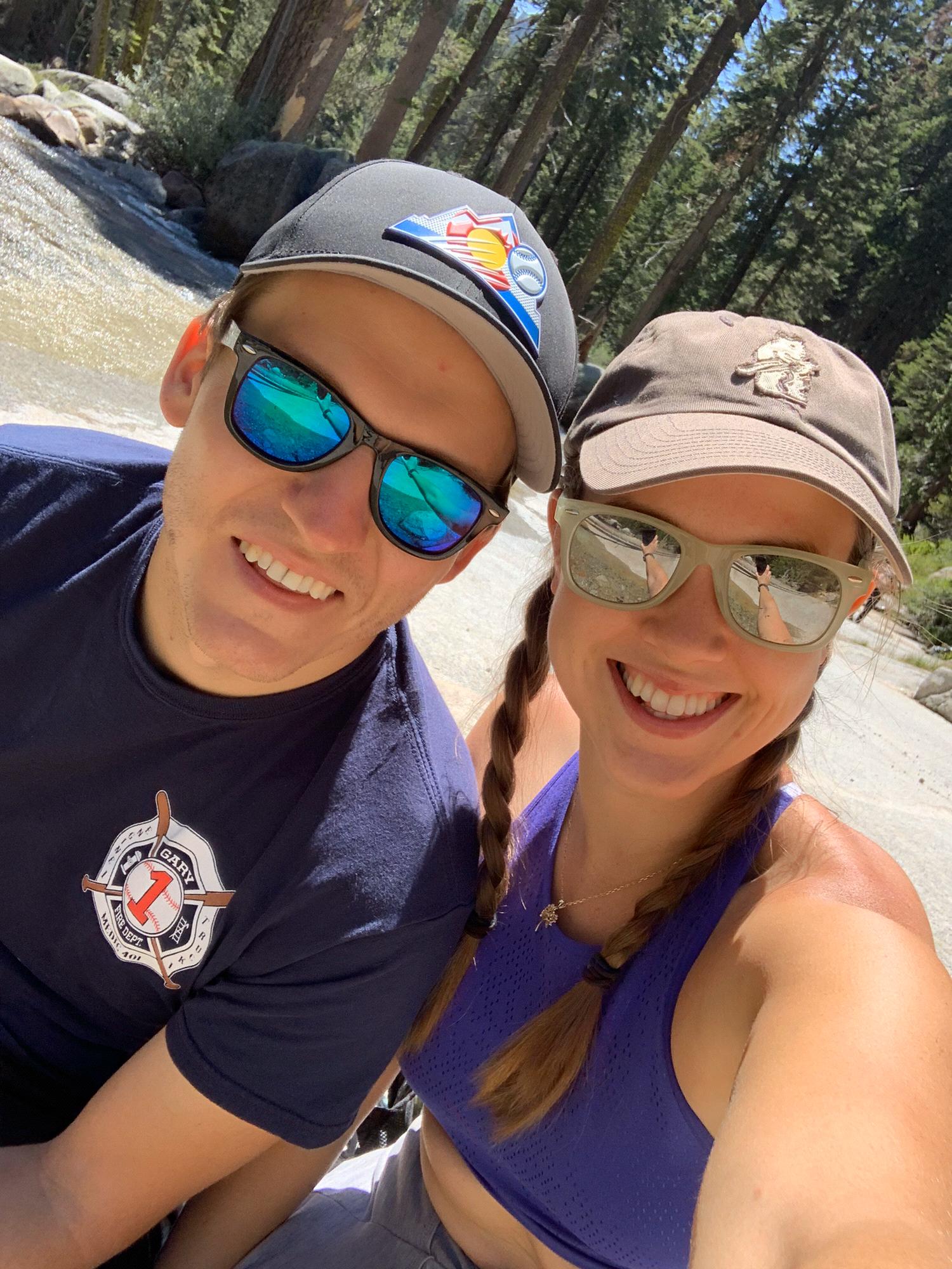 Soaking our feet in an icy cold river in Sequoia NP.