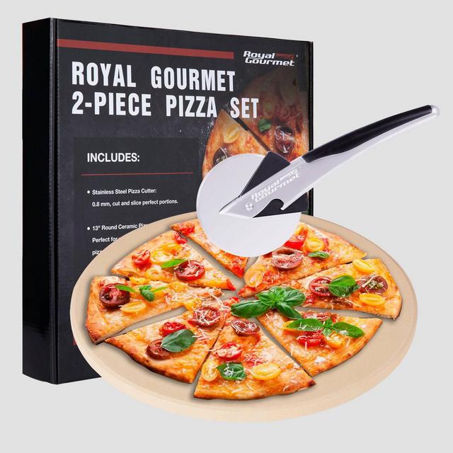 Royal Gourmet 2pc Pizza Set for BBQ Grill Oven With 13'' Round Pizza Cordierite Stone