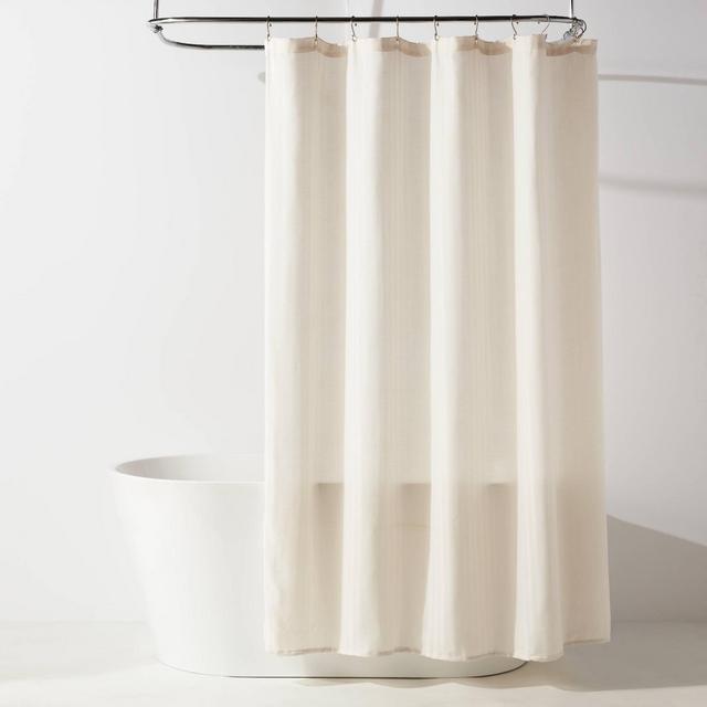 Fabric Herringbone Shower Curtain White - Room Essentials™