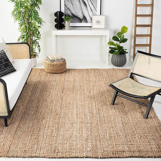 Safavieh Natural Fiber Collection NF747A Handmade Farmhouse Premium Jute Area Rug, 5' x 8', Natural
