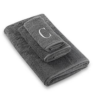 Avanti Premier Silver Block Monogram Letter “C"  Bath Towel in Granite