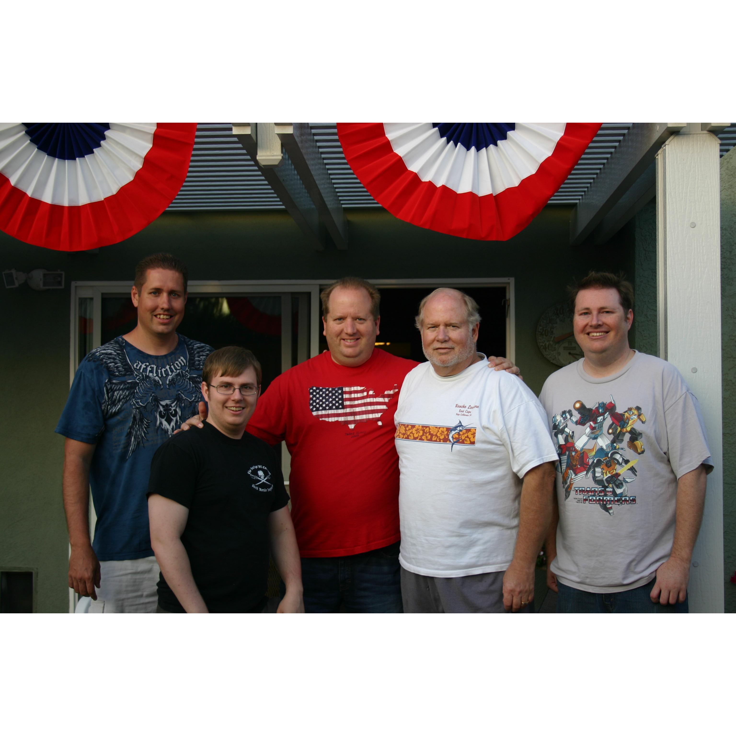 All the brothers: Sean, Jeff, Pat, and Jon with their dad, Dave. On this day...there were fireworks.