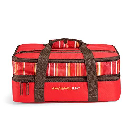 Rachael Ray Expandable Potlucker Bag Food Saver, 15-Cup Food Saver, Red Stripe