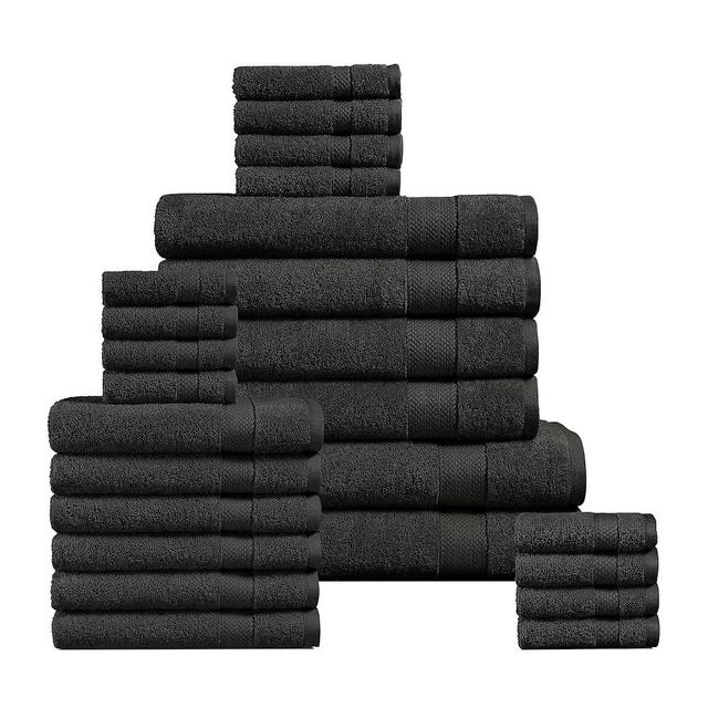 LANE LINEN 24 Piece Towels for Bathroom - 100% Cotton Zero Twist, Oversized Quick Dry Spa Towels, 2 Extra Large Bath Sheet, 4 Bath Towel, 6 Hand Towel, 8 Wash Cloths,4 Fingertip Towels - Black