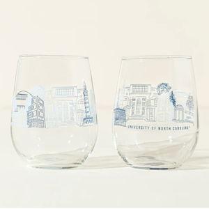 North Carolina, University of - College Cityscape Wine Glasses - Set of 2 | Alumni Gift