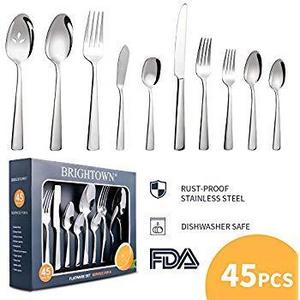 45-Pieces Flatware Set, Stainless Steel Tableware Dinnerware-Service for 8, Heat Resistant Cutlery, Not-Bend and Rust-Proof Guarantee