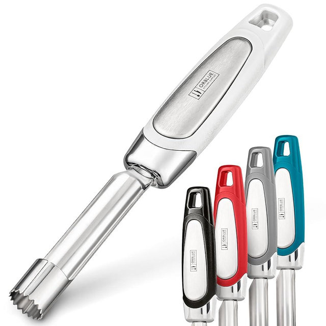 Orblue Premium Apple Corer Tool - Durable Stainless Steel Fruit Core Extractor Tool - Apple Corer Remover, White