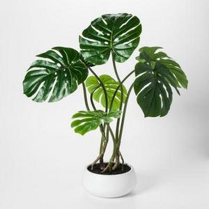 Faux Palm Leaf Plant in White Pot Large - Project 62™