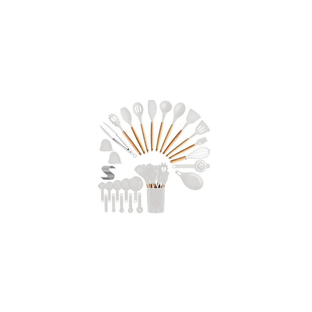 35Pcs Kitchen Cooking Utensils Set Spatula Set Baking Utensil Set Kitchen Accessories Necessities w/ Holder Egg Whisk Separator Tong Turner Spoons Cup