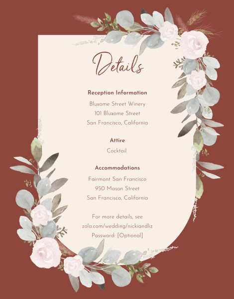 Adeleida | Deep Rust | Zola Wedding Enclosure Cards