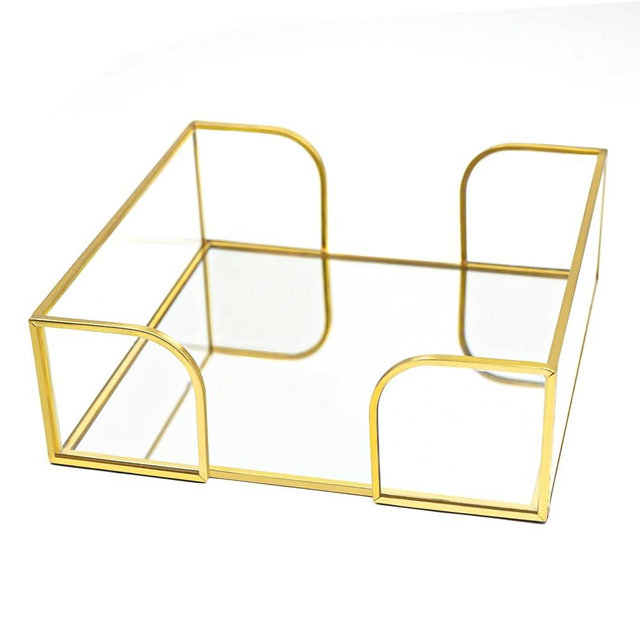 Shonmogar Napkin Holder for Table,Glass Napkin Holders for Kitchen,Flat Napkin Holders for Paper Napkins,Stylish Gold Luncheon Napkin Holder Suitable for Kitchen Dining Table Party Bar Decor