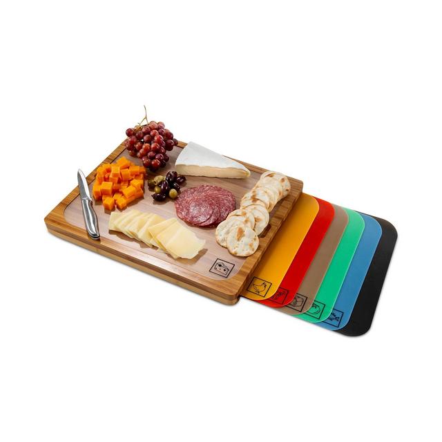 Seville Classics Bamboo Cutting Board & Flexible Food Mats Set