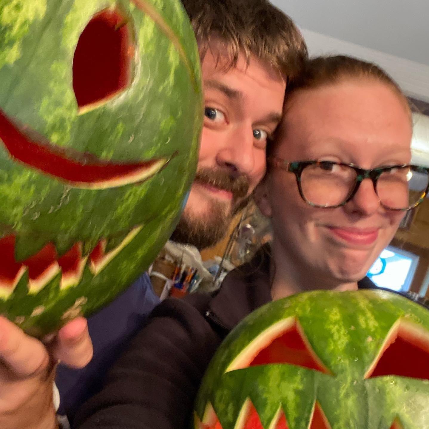 We had the brilliant idea to carve watermelons. Can confirm that it was a chaotic but fun mess.