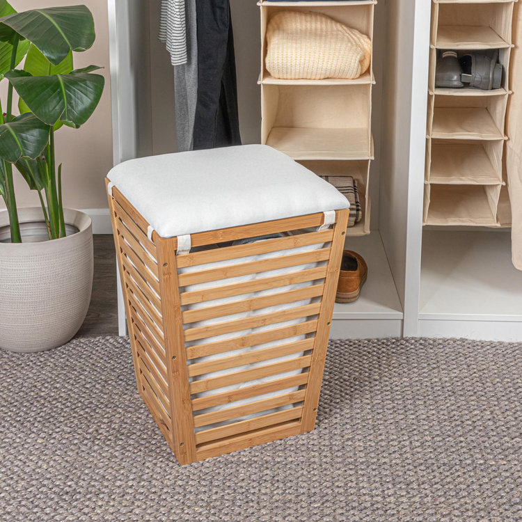 Household Essentials, Bamboo Hamper with Cushioned Lid | Zola