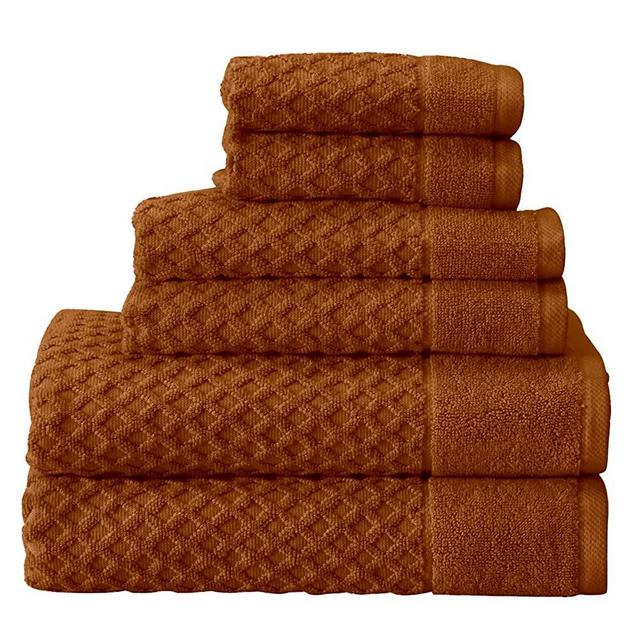 Great Bay Home 100% Cotton Bath Towel and Washcloth Sets | 2 Bath Towels, 2 Hand Towels, and 2 Washcloths | Quick Dry Bath Towels | Grayson Collection (6 Piece Set, Copper)