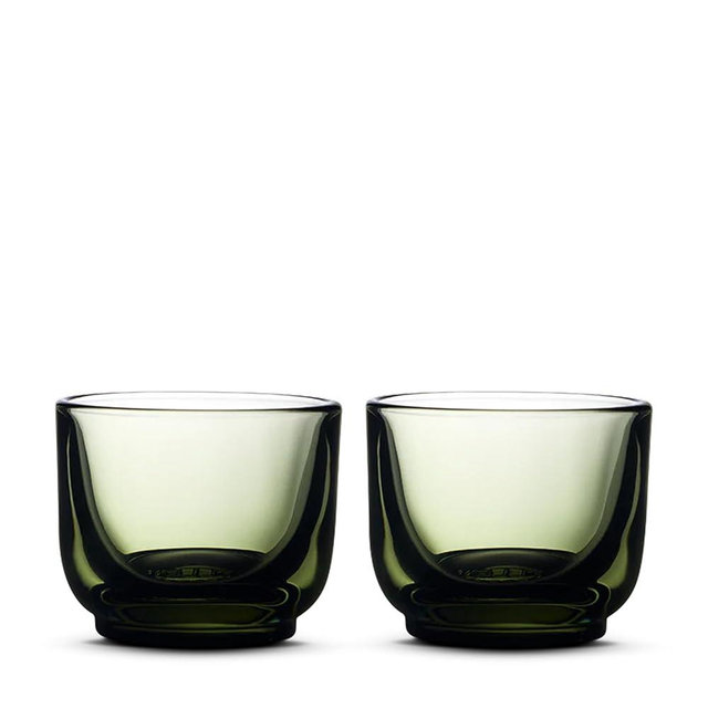 Fellow Pirch Espresso Glasses 3.5 oz Artisanal Cups, Set of 2, Dishwasher Safe Coffee Glasses for Espresso Shots & Latte Art – Woodland