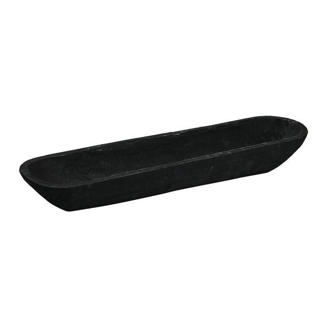 Creative Co-Op Decorative Paulownia Wood Bowl, Black Tray