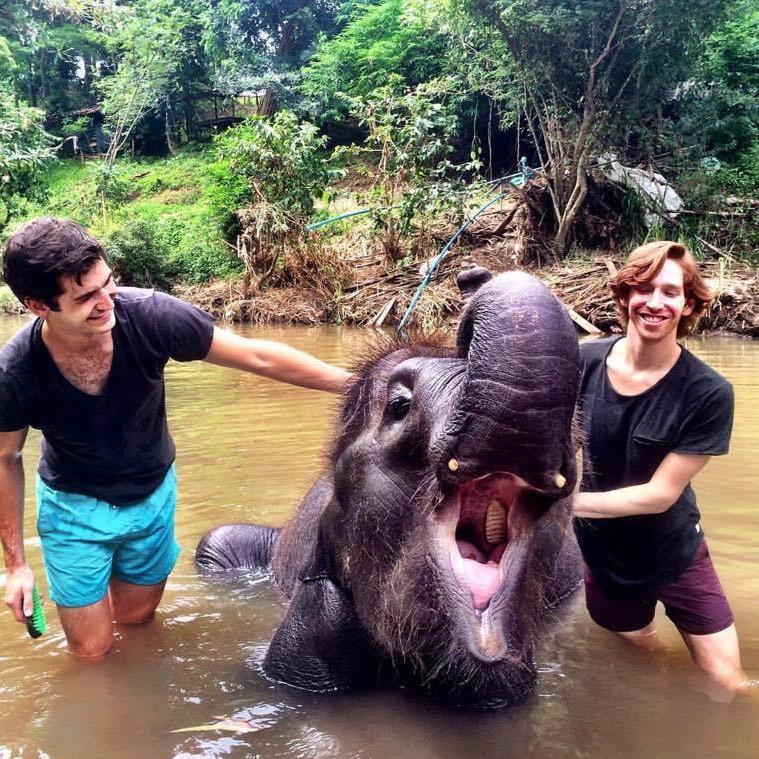 Giving our friend DeeDee a bath.  Chiang Mai, Thailand 2016