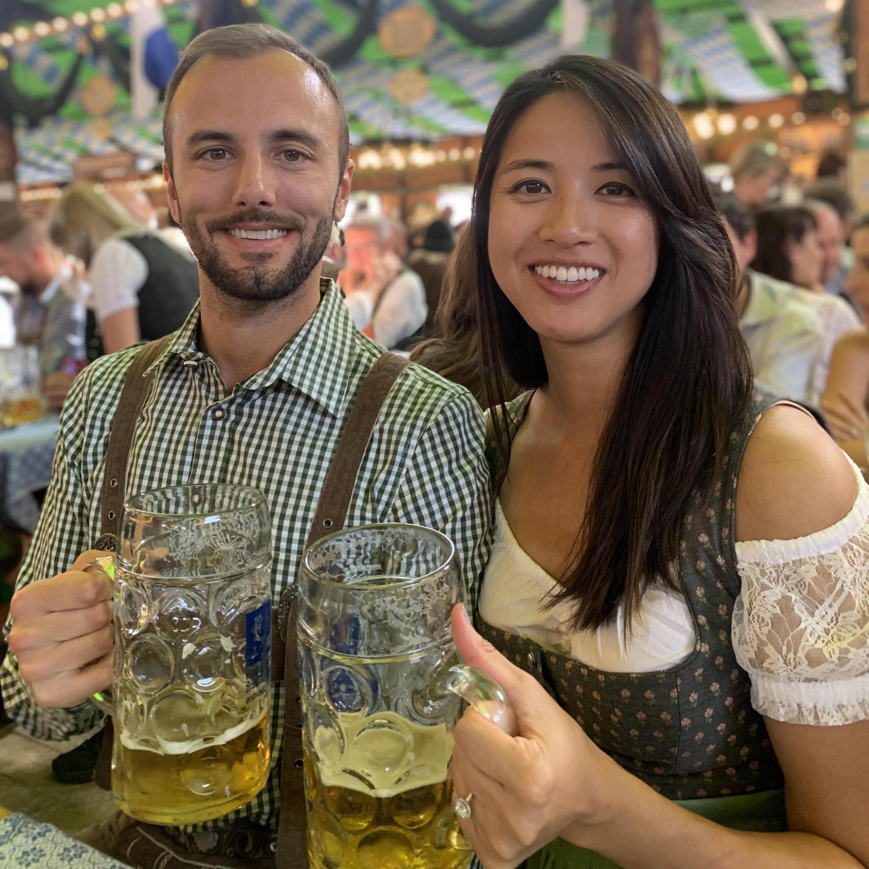 We celebrated our engagement in Germany at Oktoberfest October 2019. We always love a nice cold beer