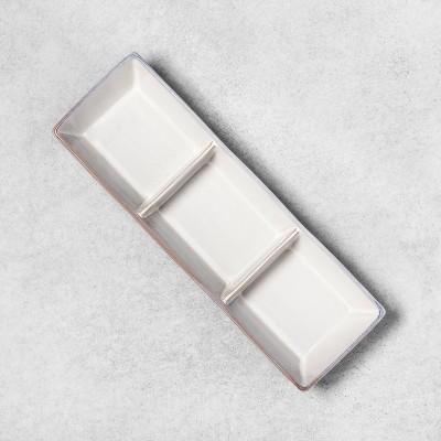 Stoneware Reactive Divided Serving Tray Gray - Hearth & Hand™ with Magnolia