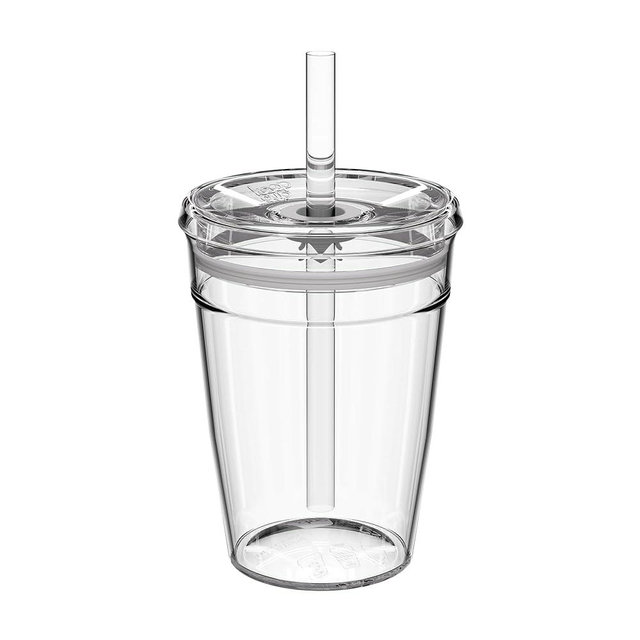 KeepCup Cold Cup - Clear Plastic, Reusable Ice Coffee Cup with Lid and Straw - Medium 12oz (340ml)