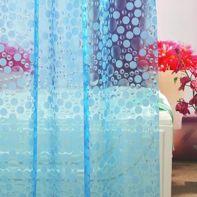 Ga-Geetopia EVA Blue Thin Shower Curtain Liner, Pebble Pattern 72x72 Inch Lightweight Plastic Bathroom Shower Showroom Inner Curtain with Rustproof Metal Grommets and Weighted Magnets(No Hooks)