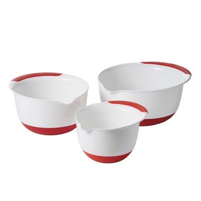 OXO 3pc Mixing Bowl Set with Red Handles