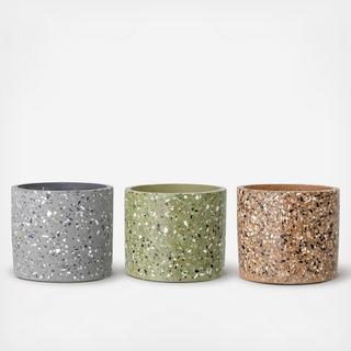 Round Speckled Cement 3-Piece Flower Pot Set