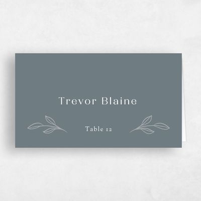 Steel Gray, Grey Wedding Place Card - Cassis