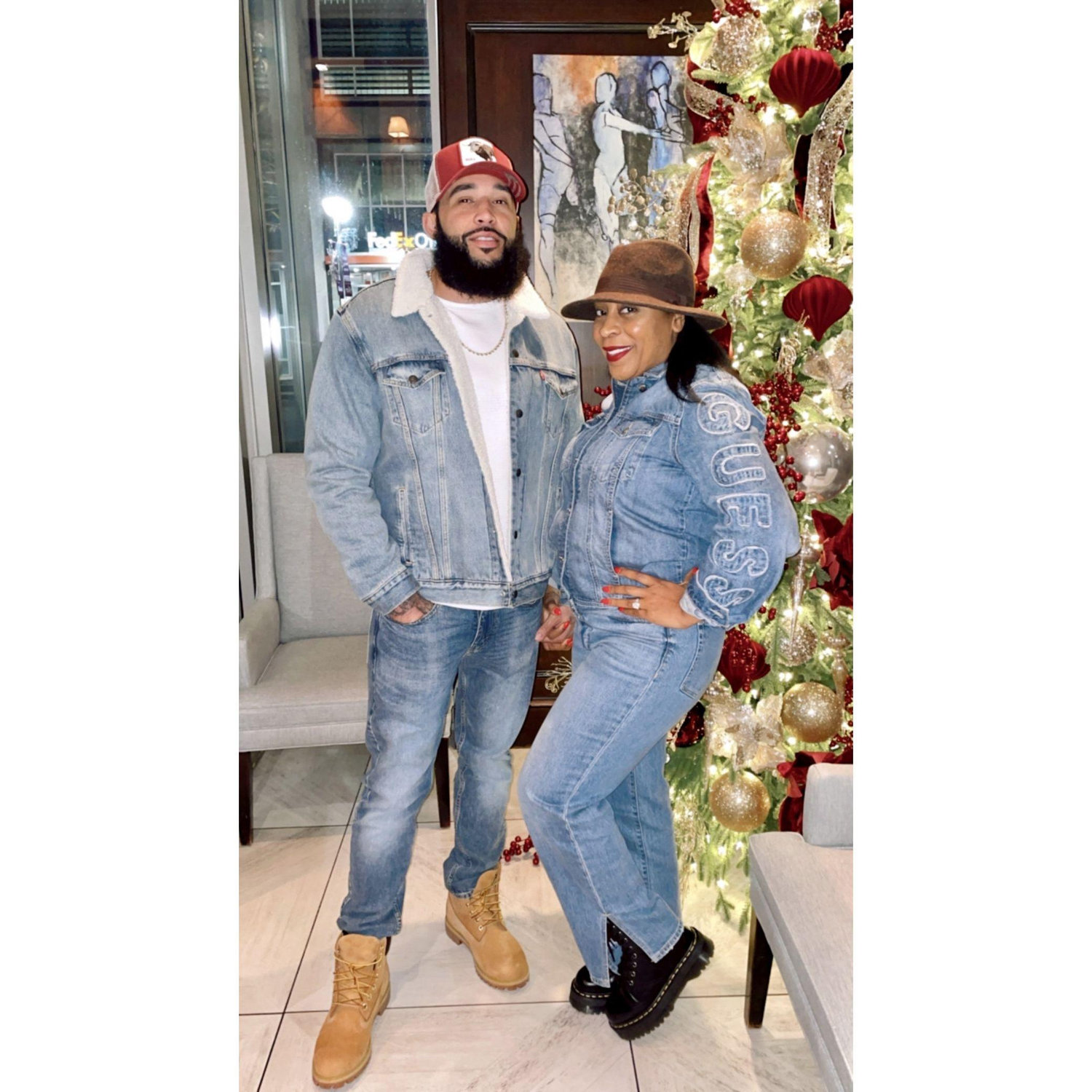 "Celebrating the magic of Christmas with my one and only "❤️🎄 #ChristmasLove #TogetherForever"