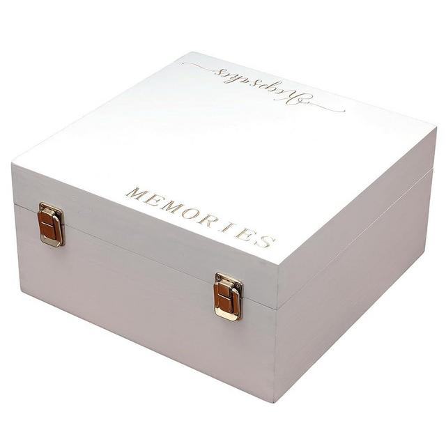 McKi Products Keepsake Box for Memories, White Wooden Storage Box, Large Size