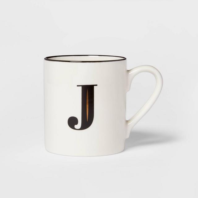16oz Stoneware Monogram J Mug White - Threshold™