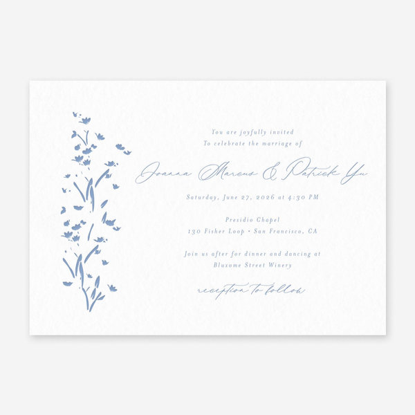 Regal Landscape Letterpress | Dusty Blue | Zola Wedding Invitations