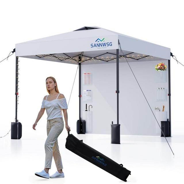 12X12 Pop Up Canopy Tent,Removable Pockets Sidewall for Extra Storage,Easy Up Canopy,Heavy Duty One Person Set Up Event Tent,White