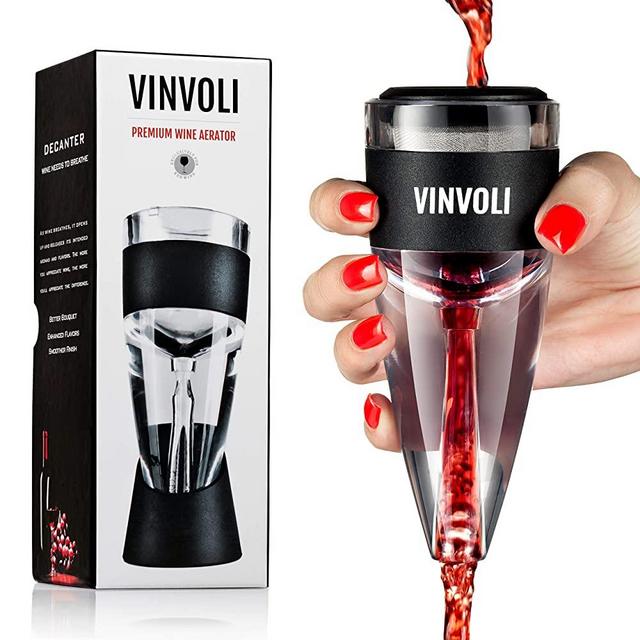 VINVOLI Wine Aerator - New 2020 Luxury Wine Air Aerator - Red Wine Decanter Aerator - Wine Aerator Wine Pourer - Wine Filter Sulfite Soften - Wine Decanters Areators for Wine Bottle - WineGuide Ebook