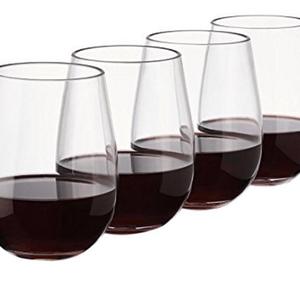 ESSENTIAL HEALTH Unbreakable Wine Glass | Set of 4 | Stemless | Shatterproof Transparent Glasses | Made from Tritan Material | Perfect for Accessory for Camping, Picnics, or Poolside Lounging
