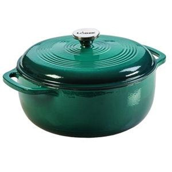 Lodge Essential Enamel Cast Iron Dutch Oven - Perfect for Bread Baking, Braising, Marinating & Slow Cooking - Features Moisture-Sealing Lid & Dual Handles - Kitchen Essentials - 6 Quarts - Lagoon